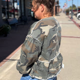 Camo Printed Tiered Ruffled Top