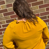 Plus Button Down Ruffle Neck Top