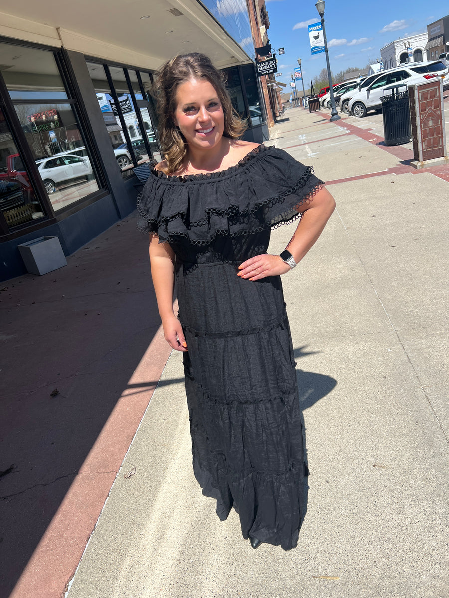 Plus Off The Shoulder Ruffle Maxi Dress