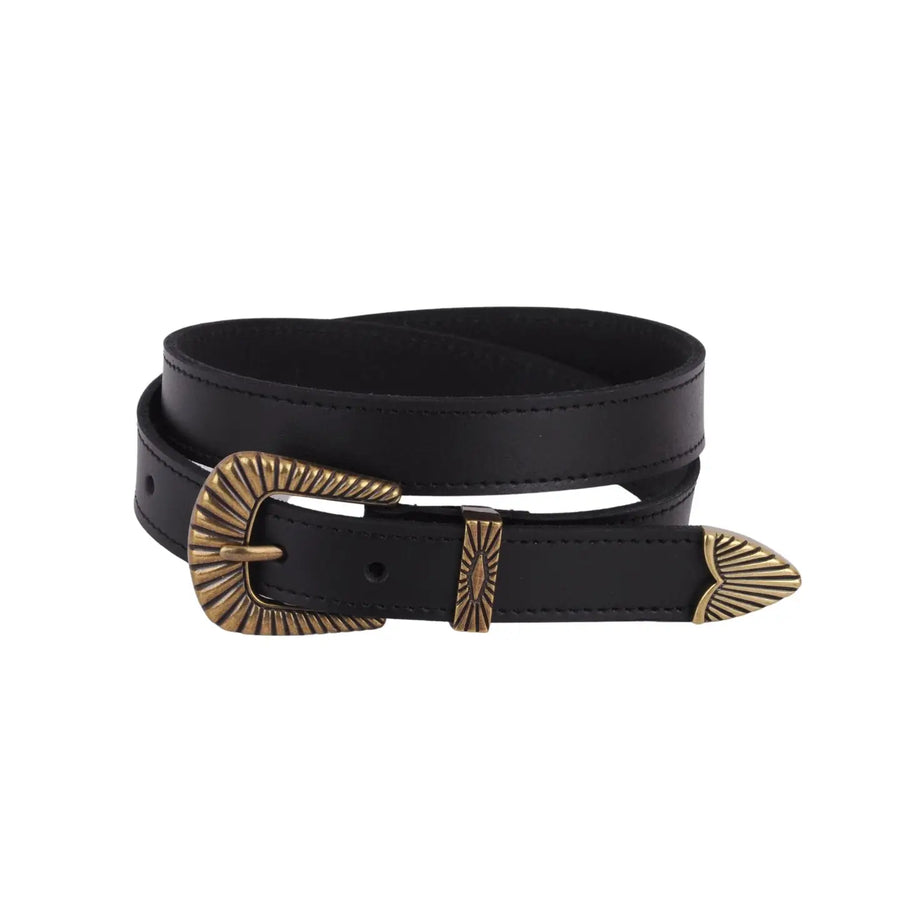 Bohemian Brass Buckle Leather Belt