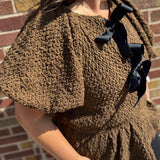 Plus Textured Peplum Top w/Front Tie