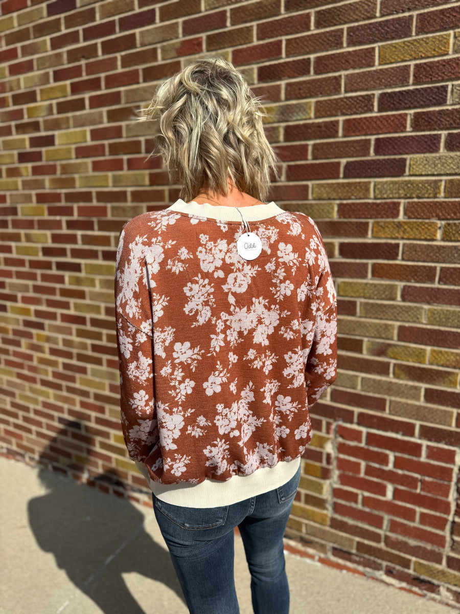 Floral Jacquard Knit Top
