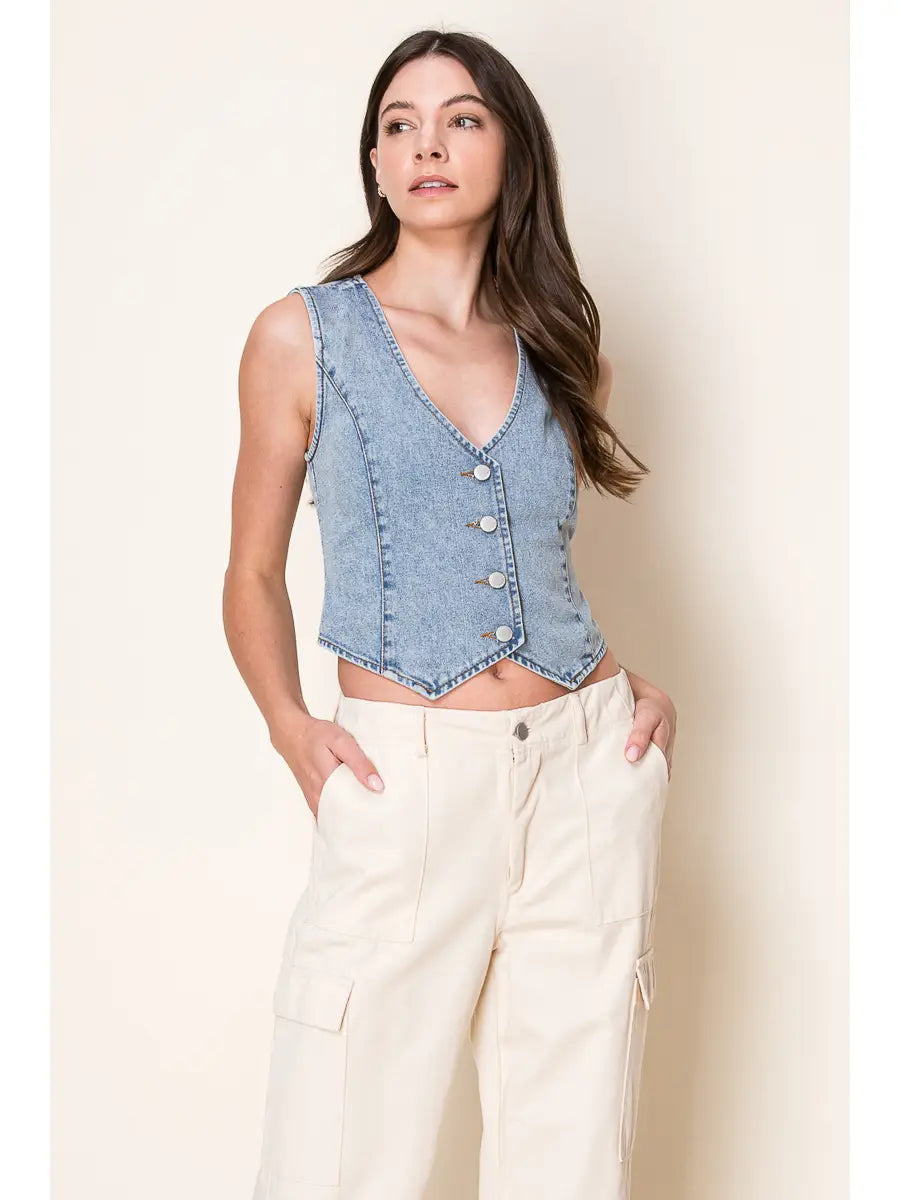 Washed Denim Vest