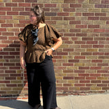 Plus Textured Peplum Top w/Front Tie