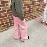 Girls Wide Leg Pink Denim Pants