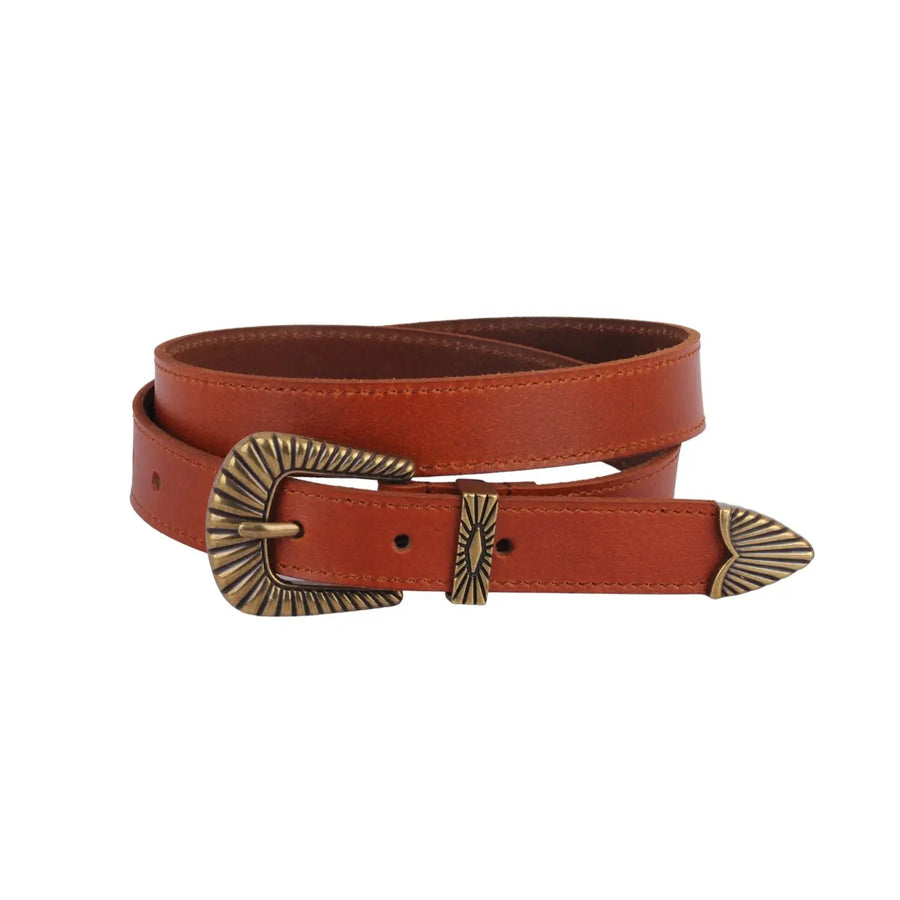 Bohemian Brass Buckle Leather Belt