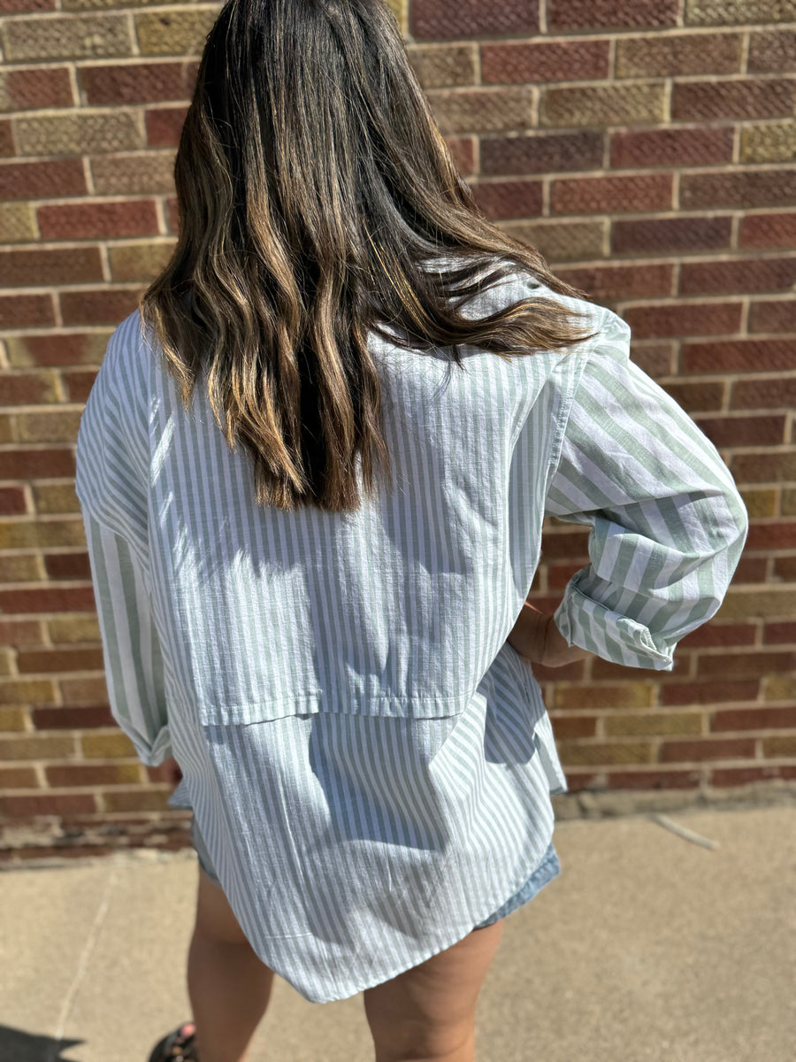 Multi Stripe Button Up Shirt