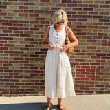 Layered Vest Linen Maxi Dress