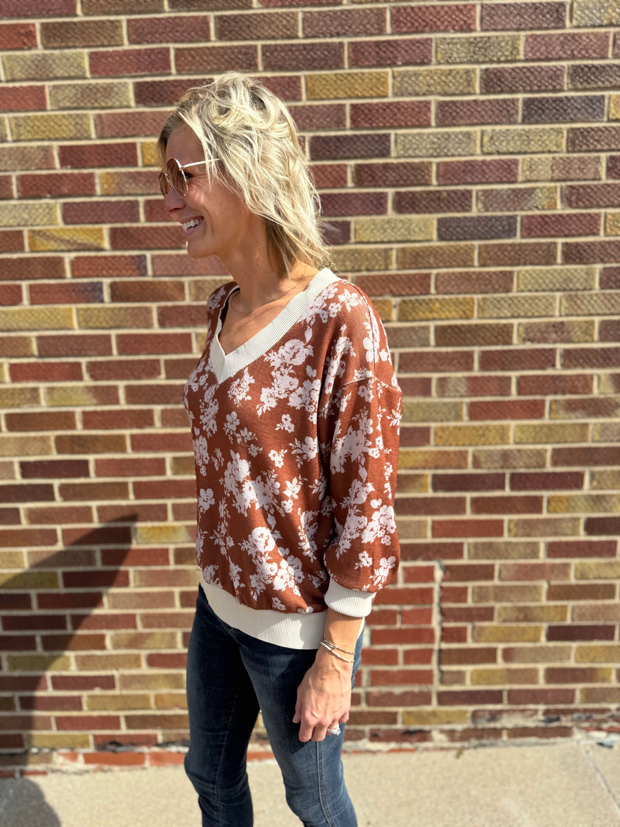 Floral Jacquard Knit Top