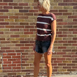 Striped Short Sleeve Knit Sweater