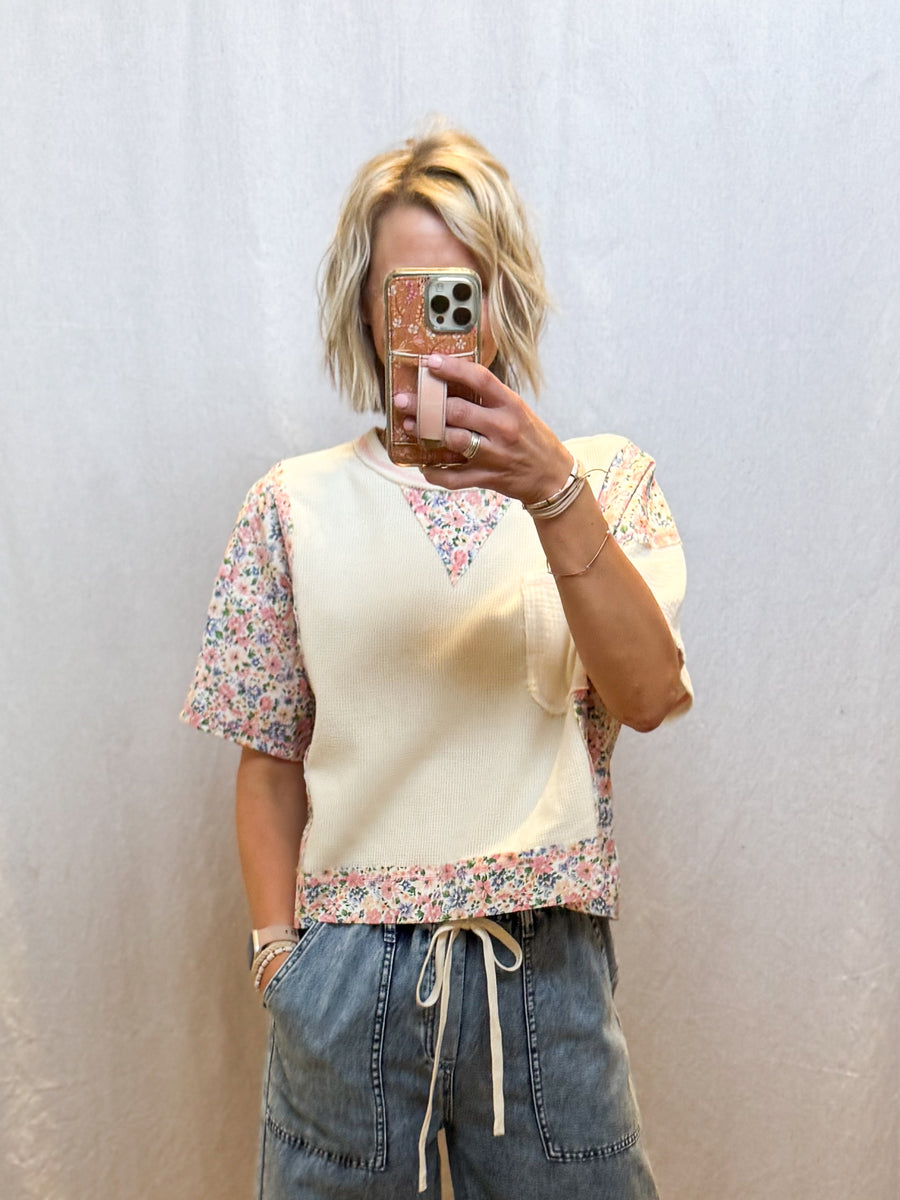 Thermal/Gauze Top w/Floral Print