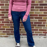Mid Rise Raw Hem Kick Flare Vervet Jeans