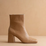 Demi Camel Woven Block Heel Boot