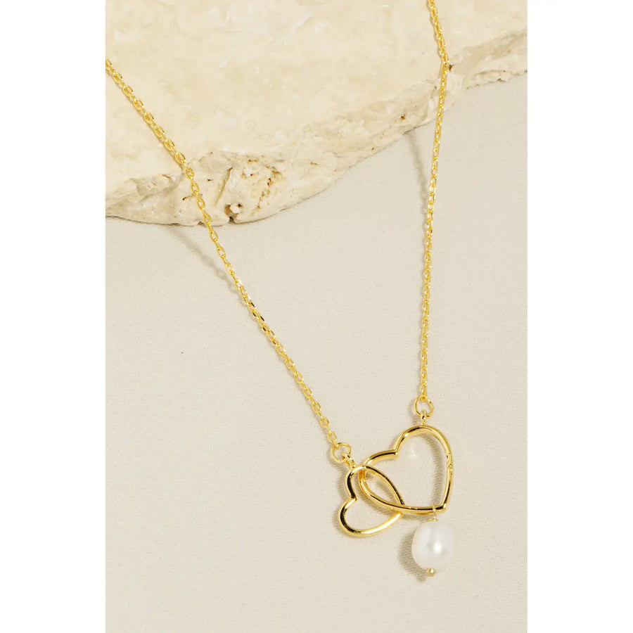 Hearts & Pearl Pendent Necklace