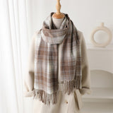 Brown Plaid Tassel Scarf
