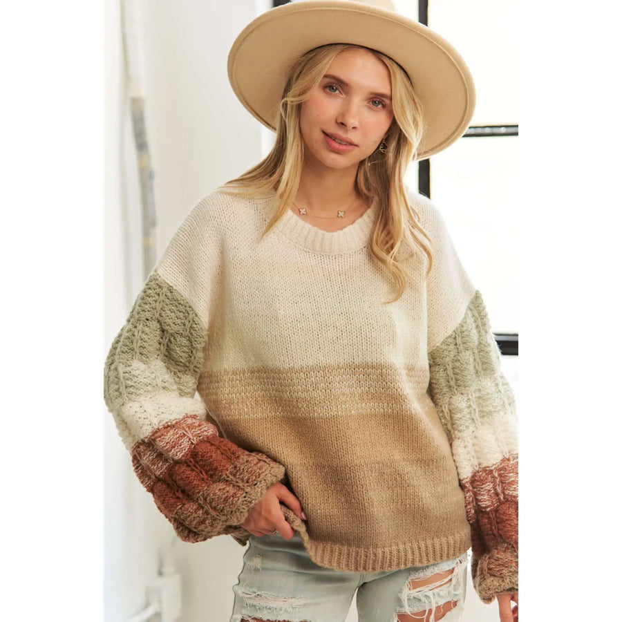 Puff Sleeve Ombre Sweater