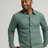 Mens Moss Long Sleeve Linen Shirt