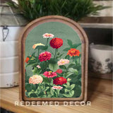 Arch Top Zinnia Sign 6x8"