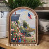 Arch Top Patriotic Beach House Sign 8.25x11"