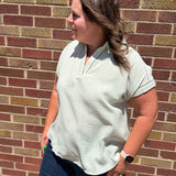 Plus V Neck Short Sleeve Line Lace Top