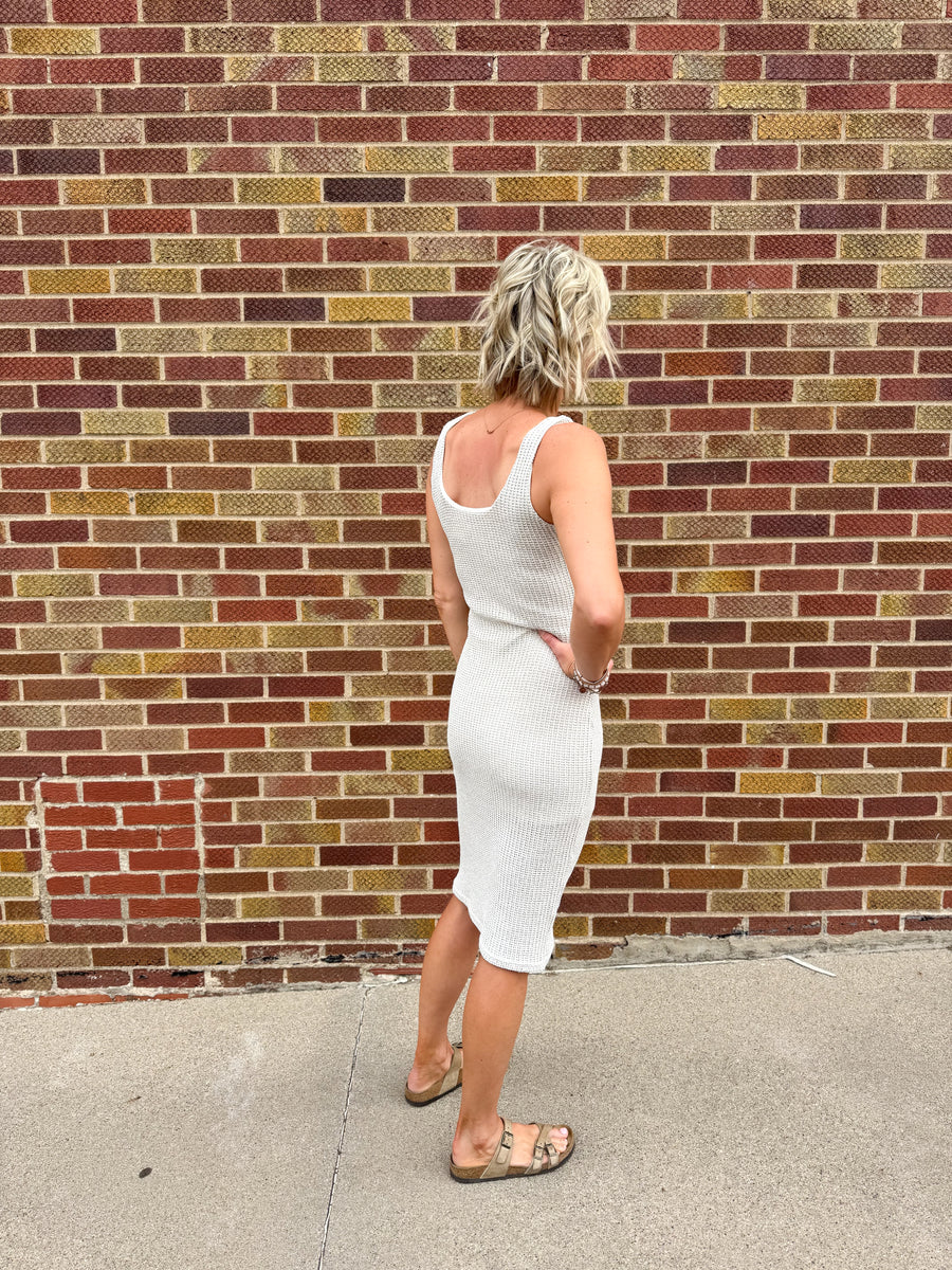 Sleeveless Knit Textured Midi Dress