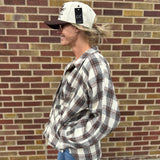 Taupe/Rust Vintage Plaid Shacket