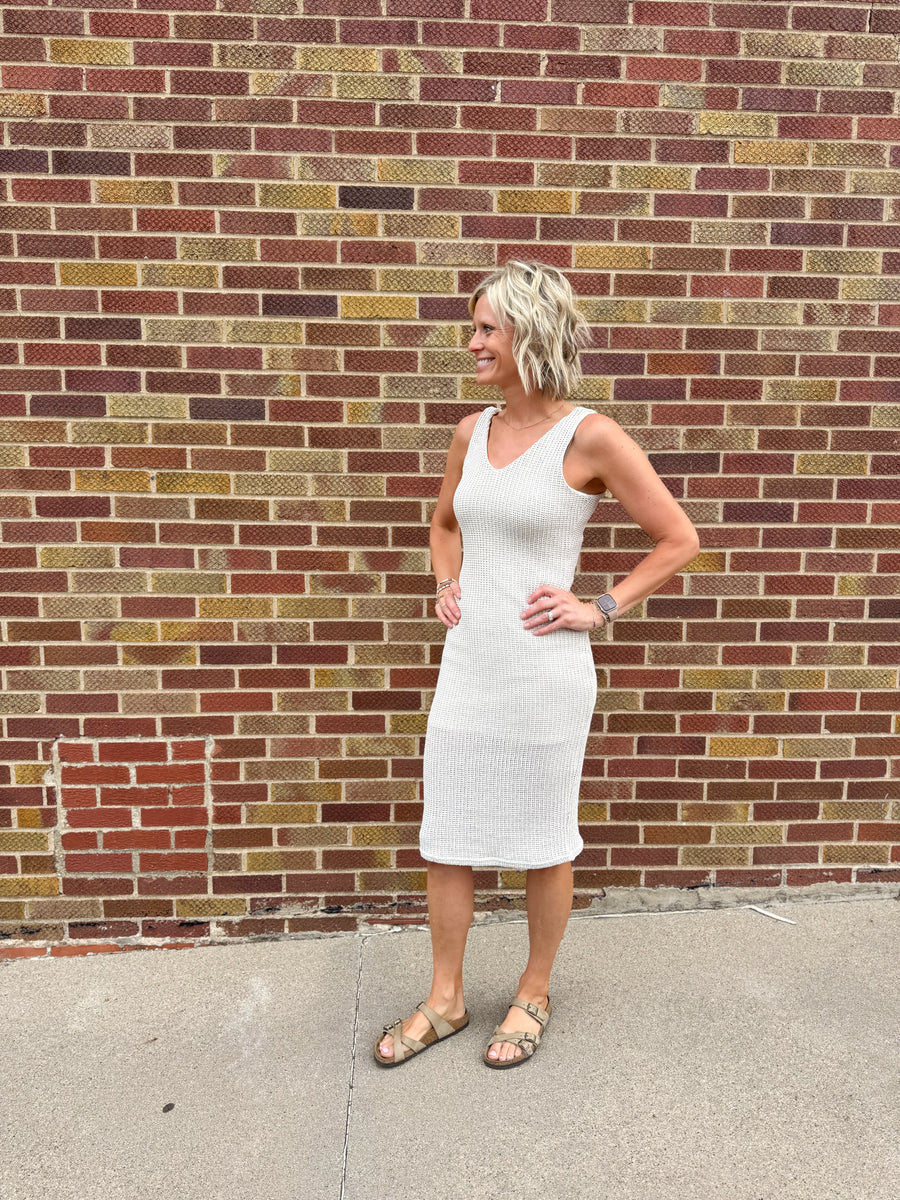 Sleeveless Knit Textured Midi Dress