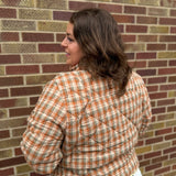 Vintage Plaid Jacket w/Piping Detail