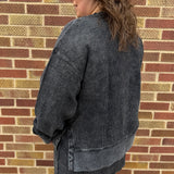 Luxe Corded Cropped w/Side Slit Crew