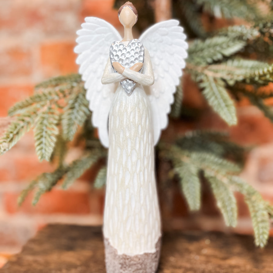 Carved Woodlook Resin Angel Figure