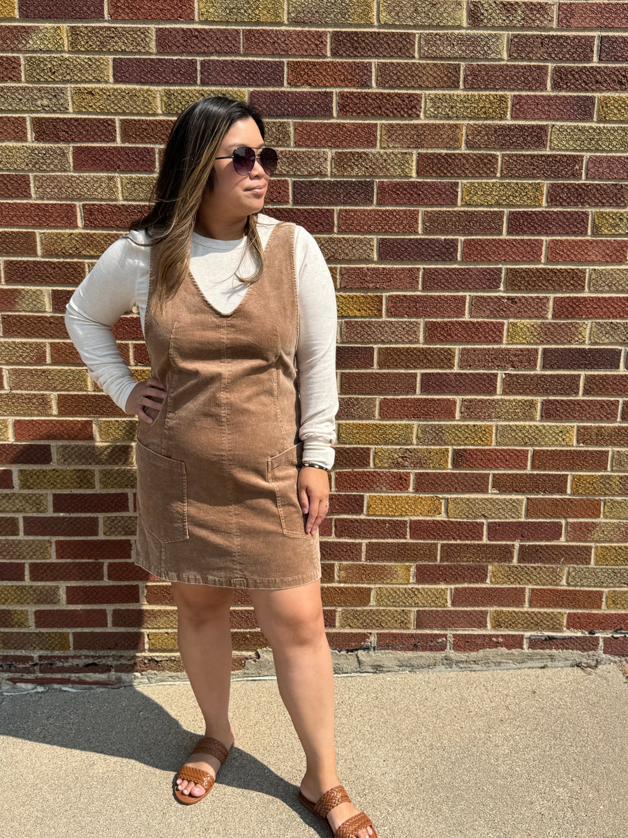 Snow Wash Corduroy Pinafore Overall Dress