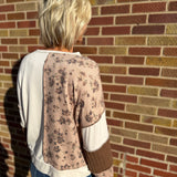 Floral Cable Knit Patchwork Top