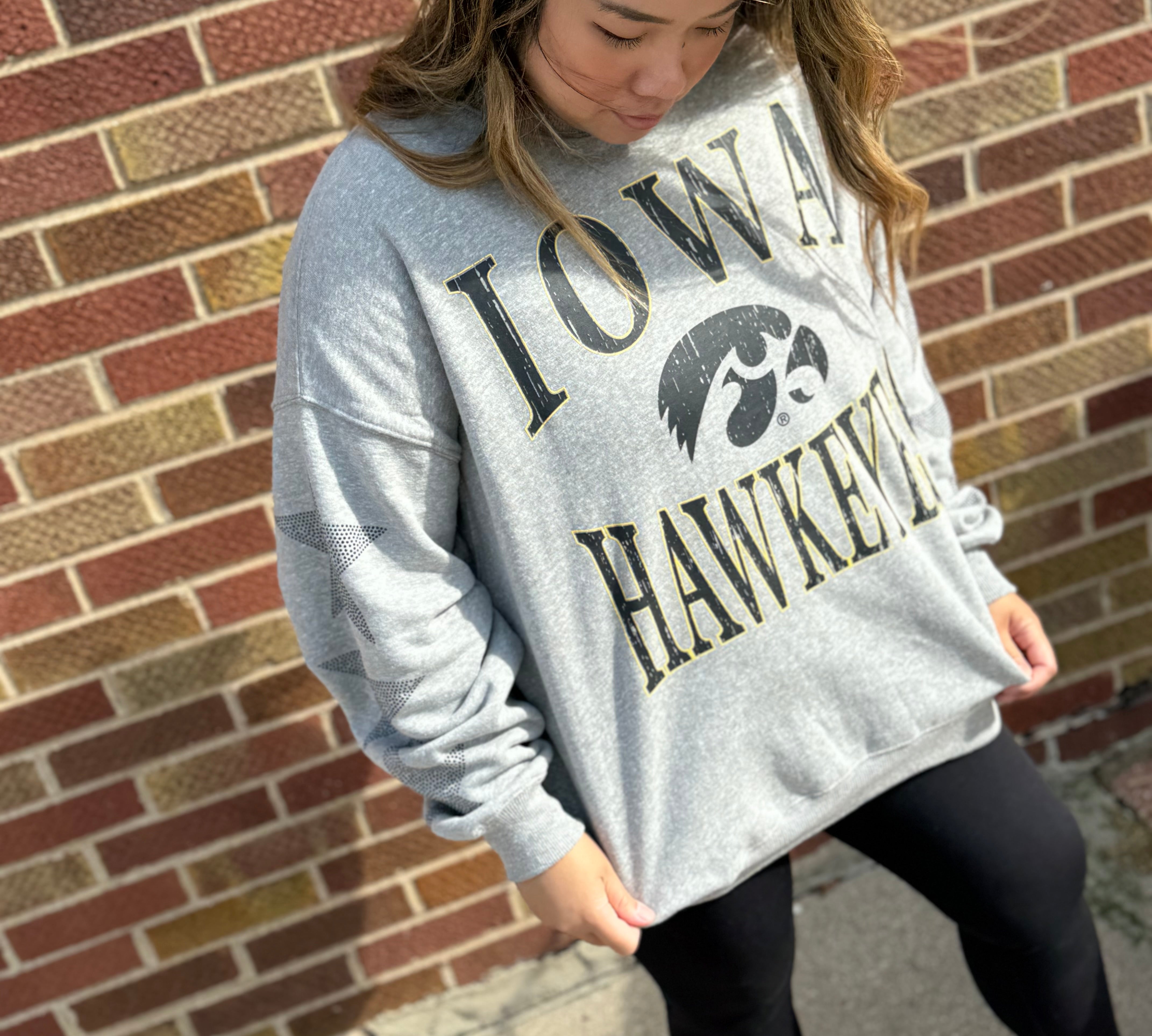 Iowa Wynn Star Sleeve Crewneck