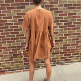 Camel Corded Boxy Mini Dress