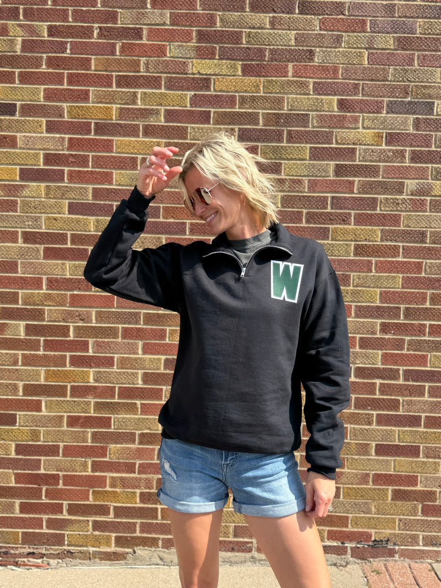 Black 1/4 Zip Wolves Sweatshirt