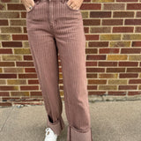 Rust Striped Denim Pants
