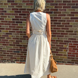 Layered Vest Linen Maxi Dress