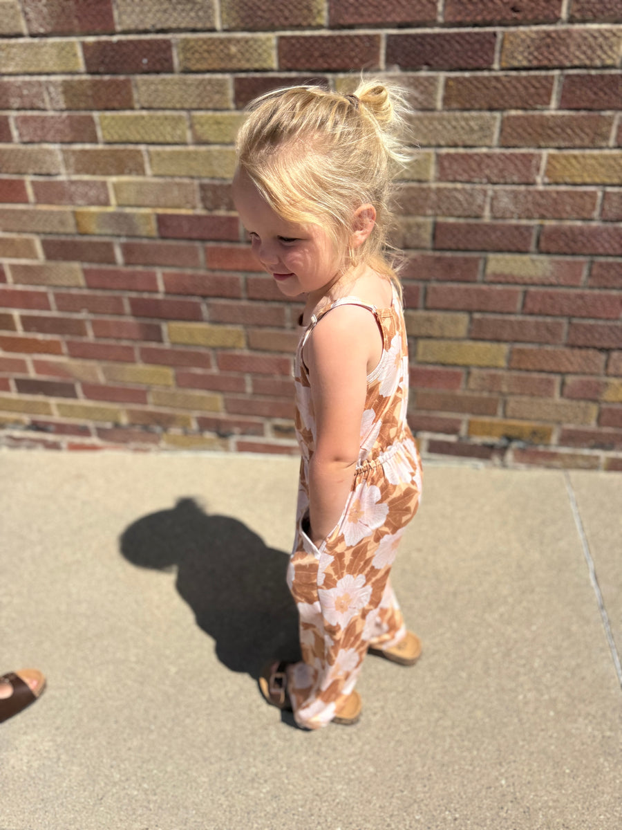 Girls Golden Peach Jumpsuit