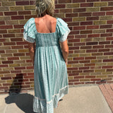 Floral Print Maxi Dress w/Flutter Sleeve