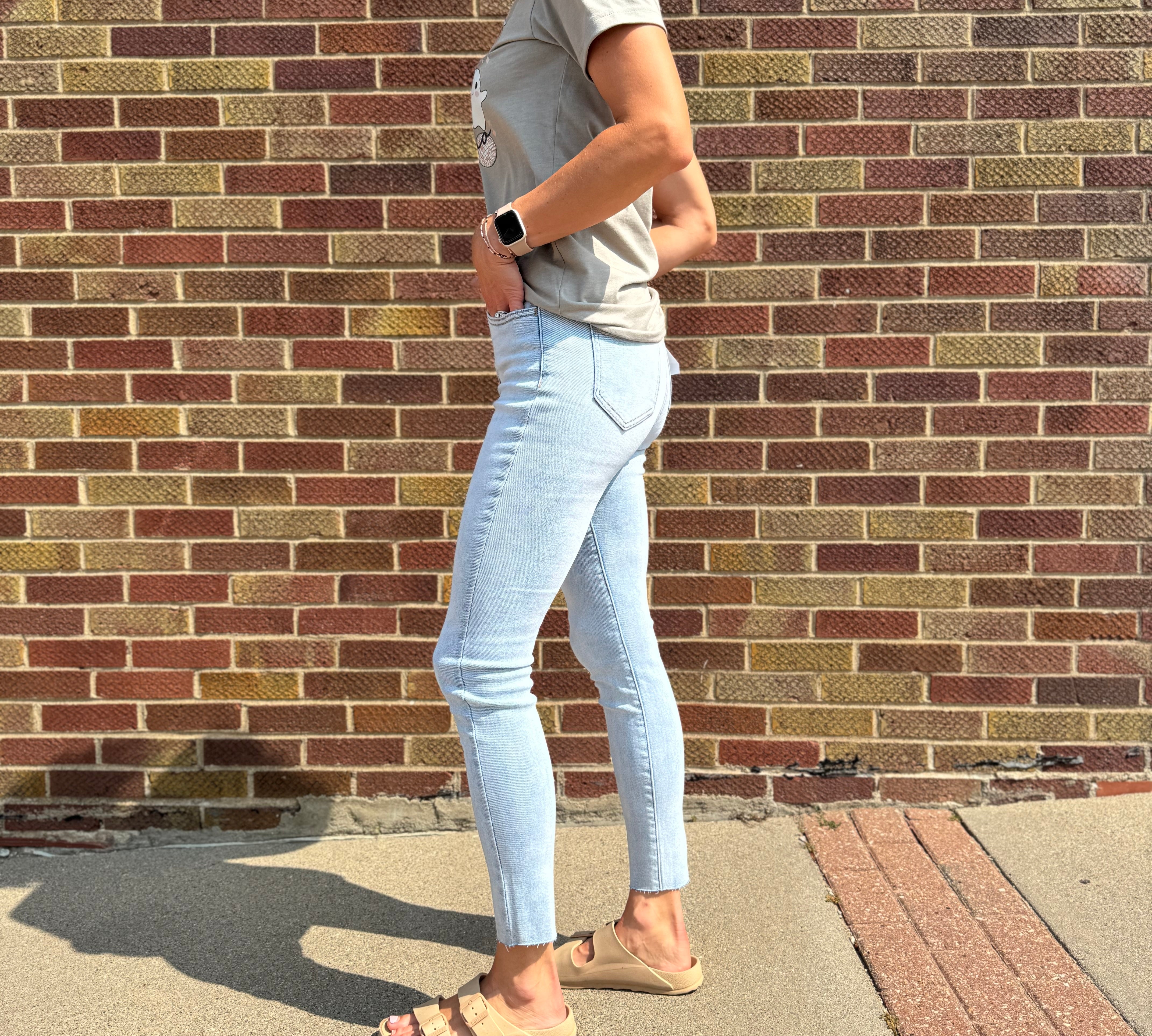 Cello High Rise Ankle Skinny Straight Cut Hem Jean