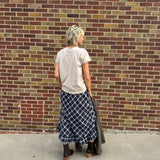 Vintage Navy Plaid Maxi Skirt