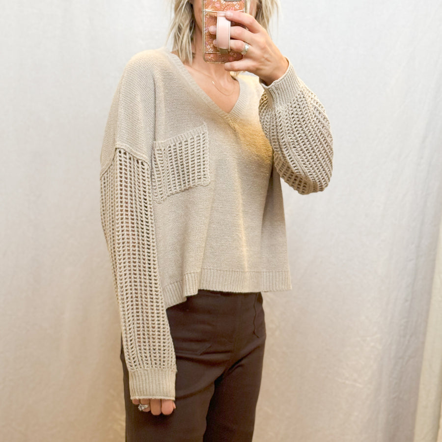 Open Knit Long Sleeve Sweater