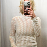 Semi Sheer Lace Long Sleeve Top