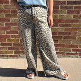 Leopard Wide Leg Denim Pants