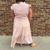 Plus Smocked Ruffle Tiered Midi Dress