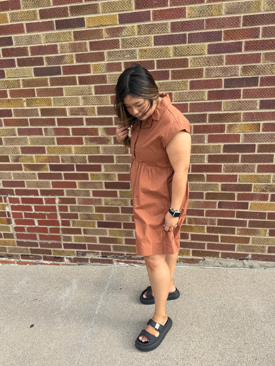 Collared Brick Mini Dress