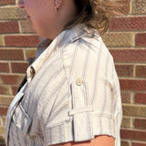Plus Stripe Collared Button Down Shirt