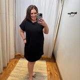 Plus Textured Mini Dress w/Pockets