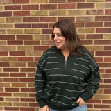 Plus Modal Scuba Stripe V Neck Jacket