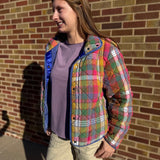 Vintage Plaid Quilted Jacket w/Pockets